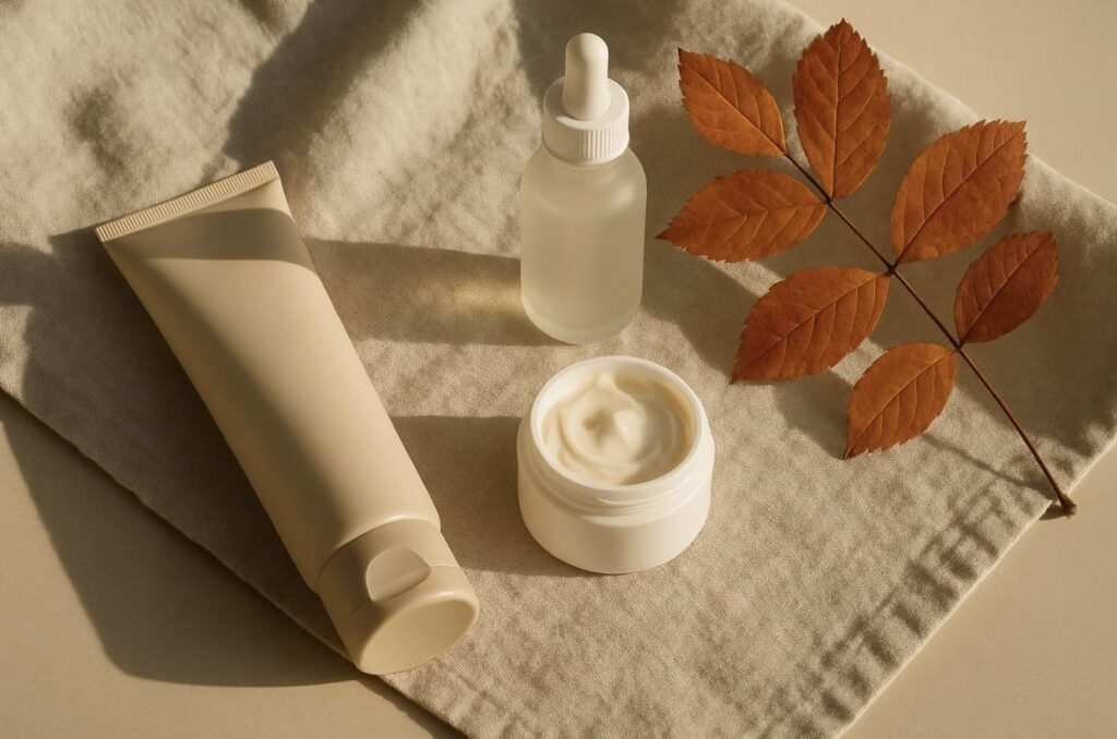 Vendég arckezelés közben, ahogy a terapeuta ecsettel krémet visz fel az arcra.