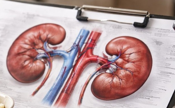 Emberi vesék és erek orvosi anatómiai illusztrációja dokumentumon