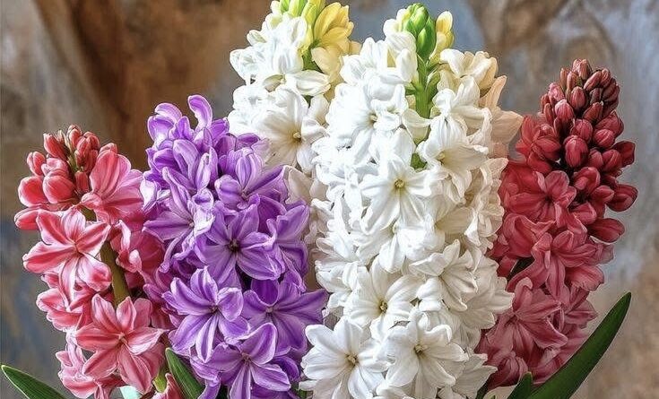 színes jácintok húsvéti tavaszi virágok közelről