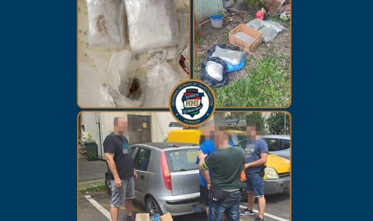 A Nemzeti Nyomozó Iroda hivatalos fotója a 90 kilogramm kábítószer lefoglalásával kapcsolatos nyomozásról